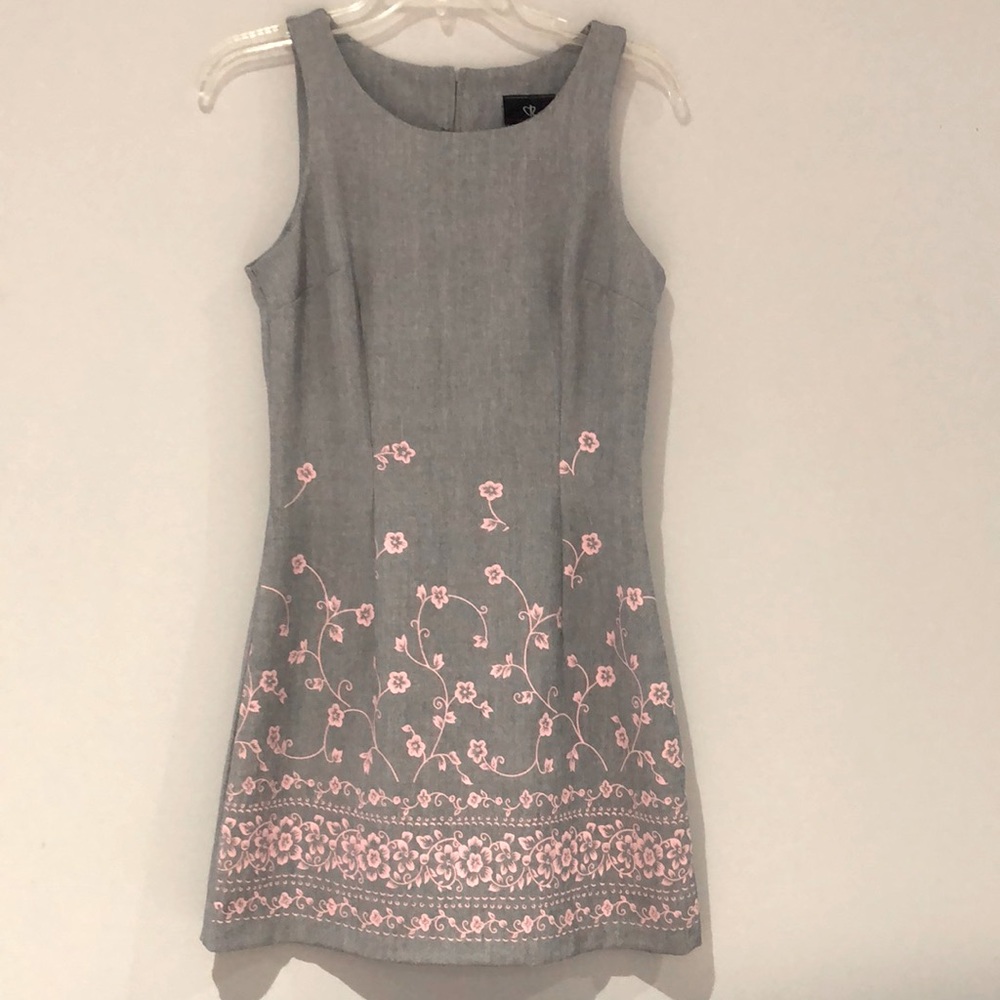 NWOT: Gray, pink floral dress. Polyester. Size Medium but more like a small.